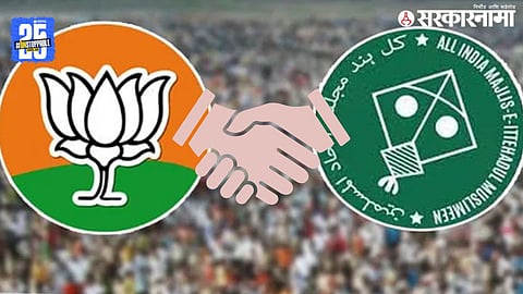 BJP and AIMIM leaders during discussions for power-sharing in Achalpur Municipal Council.