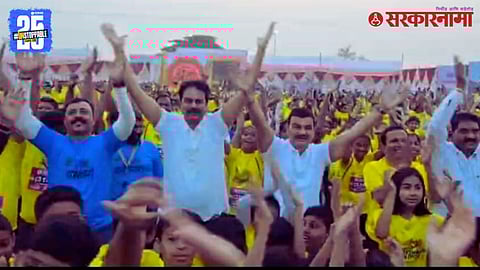 Dattatray Bharane and former minister Harshvardhan Patil participate together in Indreshwar Marathon at Indapur