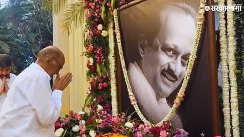 Sharad Pawar consoles Sunetra Pawar after paying tribute to Ajit Pawar in an emotional moment.