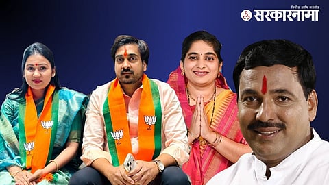 NCP MLA Bapusaheb Pathare with family members showcasing a rare cross-party political pattern after electoral success in Assembly, Municipal Corporation and Pune Zilla Parishad elections.