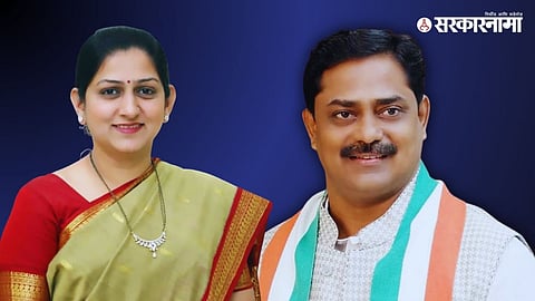 Swarupa Thopte celebrating victory after defeating former ZP vice-president Ranjit Shivtare in Bhor, marking a symbolic revenge for Sangram Thopte’s 2007 defeat.