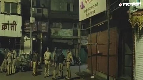 Pune Police officials during a raid in Budhwar Peth searching for suspected Bangladeshi nationals.