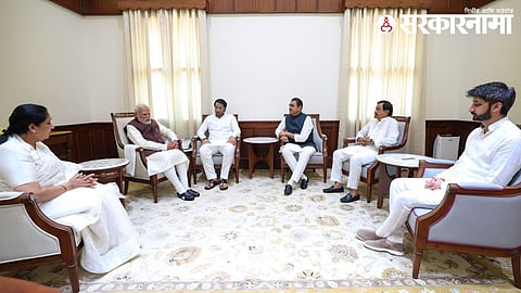 Sunetra Ajit Pawar meet PM Modi with her two sons. Parth Ajit Pawar and Jay Ajit Pawar 