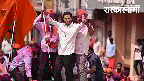 Krishnaraj Mahadik at a BJP event after being appointed BJP Yuva Morcha President in Maharashtra, marking a key moment in the party’s recent organizational reshuffle.