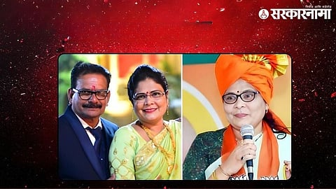 Archana Dehankar during BJP event in Nagpur after being appointed state secretary, following controversy over Vinayak Dehankar’s municipal election rebellion.