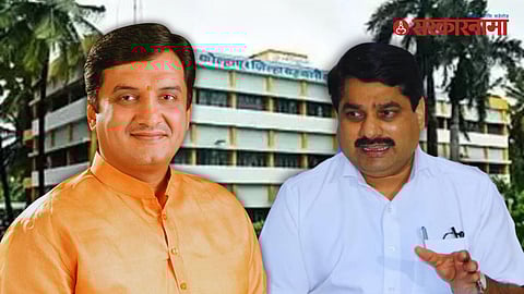 BJP MP Dhananjay Mahadik addressing party workers during a meeting on the upcoming Gokul Milk Union election in Kolhapur.