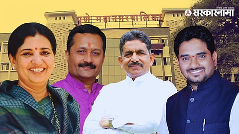 BJP leaders discussing the Pune Municipal Corporation nominated corporator list after seven party loyalists were selected, highlighting the growing influence of leaders like Madhuri Misal and Hemant Rasane.