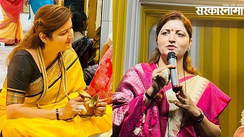 Rupali Chakankar seen with a bandaged finger during a public Ganesh aarti event, amid controversy linked to the Nashik astrologer case.