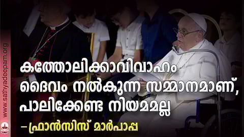 കത്തോലിക്കാവിവാഹം ദൈവം നല്‍കുന്ന സമ്മാനമാണ്, പാലിക്കേണ്ട നിയമമല്ല -ഫ്രാന്‍സിസ് മാര്‍പാപ്പ
