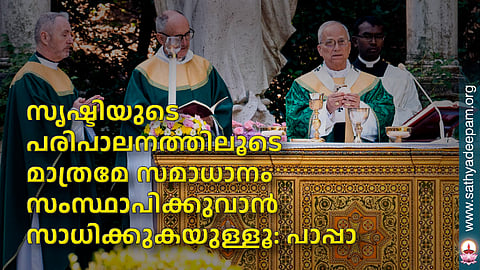 സൃഷ്ടിയുടെ പരിപാലനത്തിലൂടെ മാത്രമേ സമാധാനം സംസ്ഥാപിക്കുവാന്‍ സാധിക്കുകയുള്ളൂ: പാപ്പാ