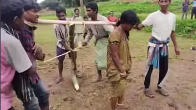 A couple from Odisha was seen in a viral clip tied together  like oxen and ploughing a field, a punishment for marrying outside their caste
