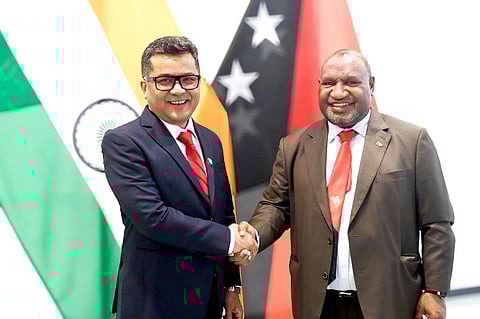 Image of MoS Pabitra Margherita and Prime Minister of Papua Guinea James Marape