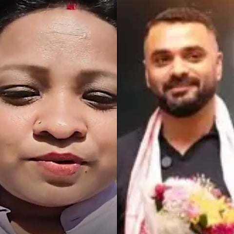 Image of Airport customer executive Tulshi Das Talukdar on the left and Zubeen Garg's Manager Siddharth Sharma on the right