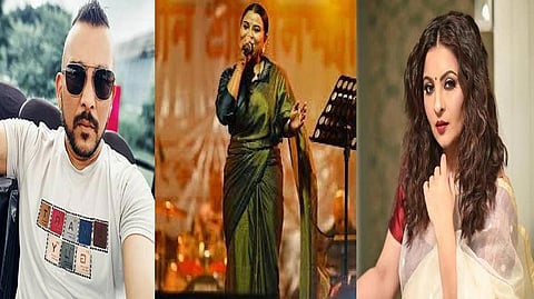 Image of Shekharjyoti Goswami on the left, Amrit Prabha on the middle and Nishita Goswami on the right
