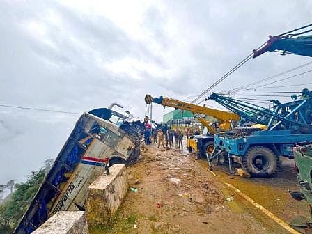 fallen bus