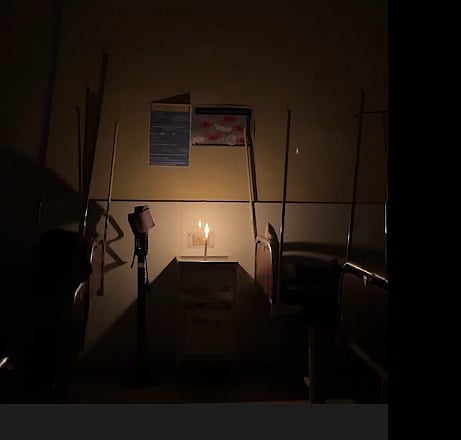 Image of Srijan Adarsha Hospital during the night-time power outages 