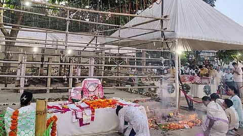 Image of late music icon Zubeen Garg's cremation site in Kamarkuchi, Sonapur