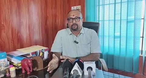 Image of APW President Abhijit Sarma while addressing the media