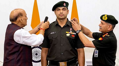 Defence Minister Rajnath confers rank of Honorary Lieutenant Colonel to Neeraj 