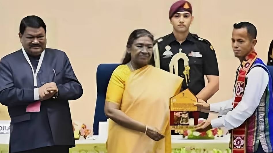 Jitul Rabha felicitated by President of India with Adi Yogi Samman