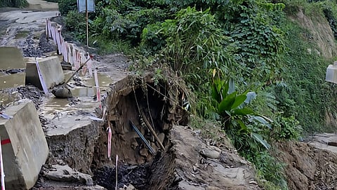 The site of the landslide that affected normal transportation, leaving thousands stranded in Dima Hasao.