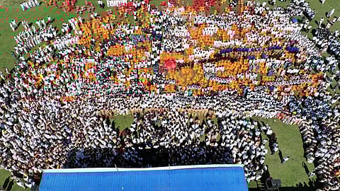 An ariel shot the the celebration held a Tarun Ram field in Morigaon
