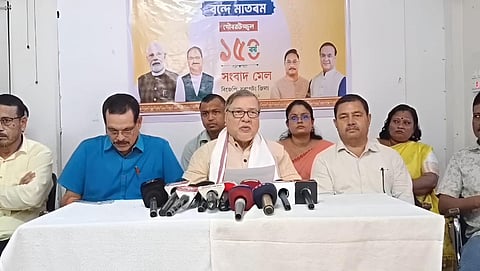 Image from the press conference organised by MP Bhubaneswar Kalita 
