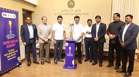 Tamil Nadu CM M.K. Stalin unveils FIH Hockey Junior World Cup trophy