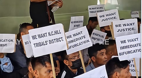 Image of the march demanding the bifurcation of the Dima Hasao district into two different administrative units.