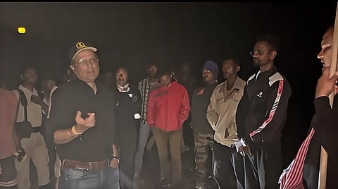 Image of the Nagaon District Commissioner Debashish Sharma (IAS) walked through the paddy fields of Samaguri and Bamuni in the dead of night