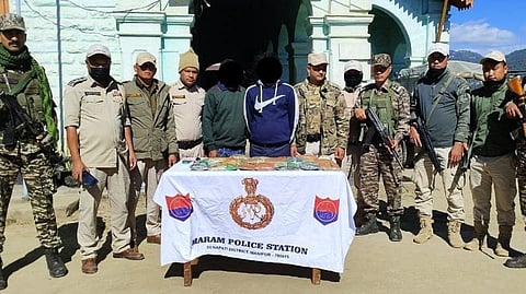 Image of the two men arrested in Manipur’s Senapati district after seizing around 18 kg of opium.