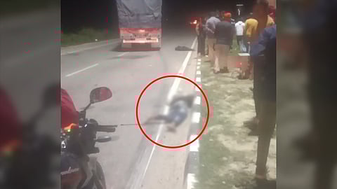 Image of A serious road accident on the Pabhoi-linked four-lane road in Biswanath last night.