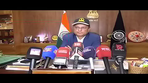 Image of the Nagoan District Commissioner, Devashish Sharma, addressing the press conference