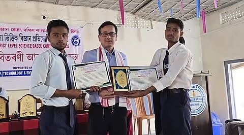 Image of awardees of the annual district-level science competition at South Salmara College