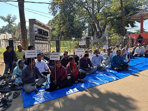 Images shows the day-long work suspension by employees in parts of the state