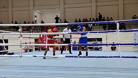 Image shows a snippet from the 45th All Assam Inter-District Boxing Championship organised in Barpeta