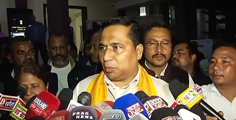 Assam Cabinet Minister Jayanta Malla Baruah addressing media after holding talks in Kokrajhar