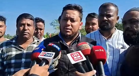 Image of the young entrepreneur Nirjon Nishim Hazarika addressing to the media person