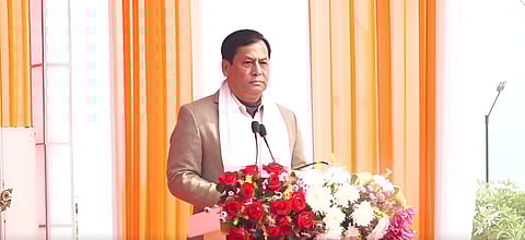 Image of Union Minister Sarbananda Sonowal during the launch event of India’s First Hydrogen Fuel-Cell Vessel in Varanasi