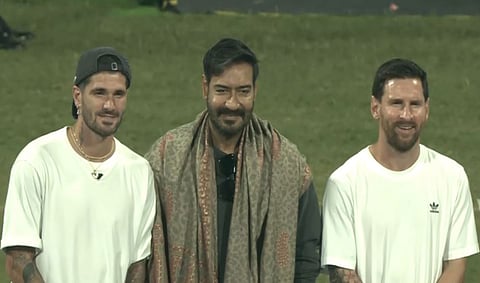 Ajay Devgn meets footballers Lionel Messi, Luis Suarez, Rodrigo De Paul in Mumbai