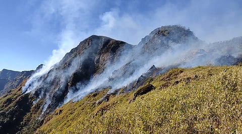 File photo of wildfire in Western Dzukou Valley 