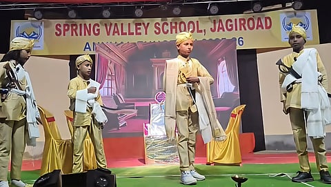 Image of the young students staging the historic Assamese drama 'Joimoti'