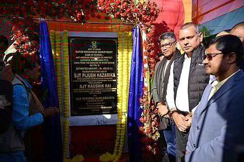 Image from the stone laying ceremony for the Rs 4-Crore Anti-Erosion project at Lakhipur