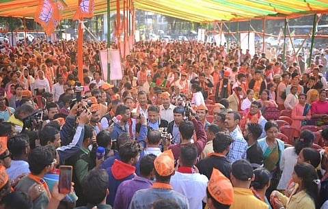 Image of the BJP mass joining programme held at Tyag Khetra in North Lakhimpur