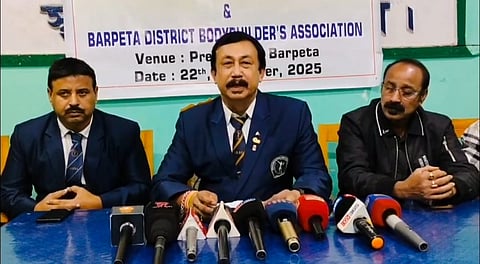 Image from the press meet arranged by the Barpeta District Bodybuilding Association, in the Barpeta Press Club
