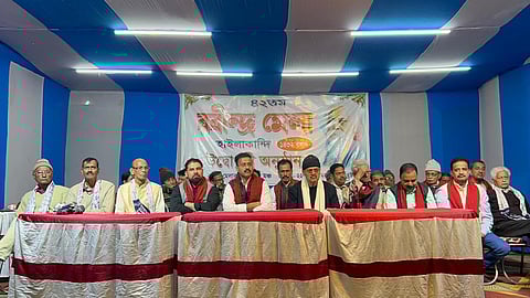 Gautam Roy with other dignitaries at the 42nd Rabindra Mela in Hailakandi