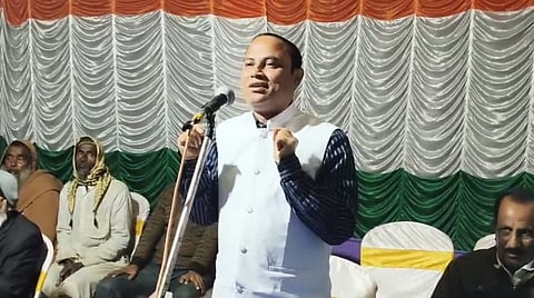 Image of Congress leader Rukunur Zaman during the campaign in Mankachar's Kalapani