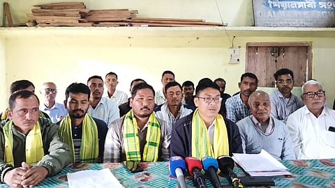 Image from the press conference that was organised at Sialmari Sangha, located at Bijni