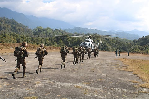 Army, Assam Rifles Conduct Helicopter Troop Exercise in Arunachal
