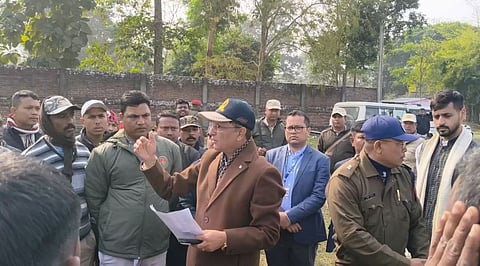 Image of Nagaon District Commissioner Devashish Sharma while addressing the employees